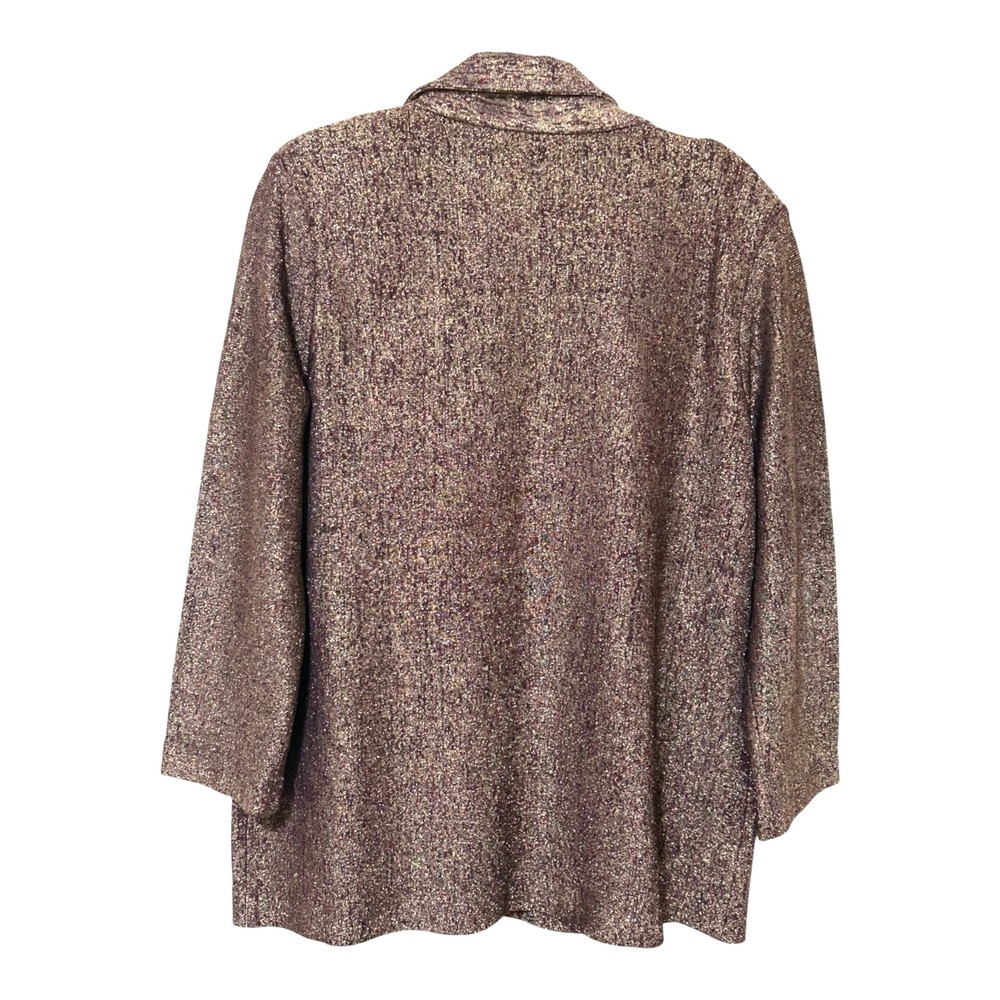 VTG Y2K Misook Gold Black Shimmer Knit Jacket Ruched Elastic Collar 1X EUC - Picture 8 of 11